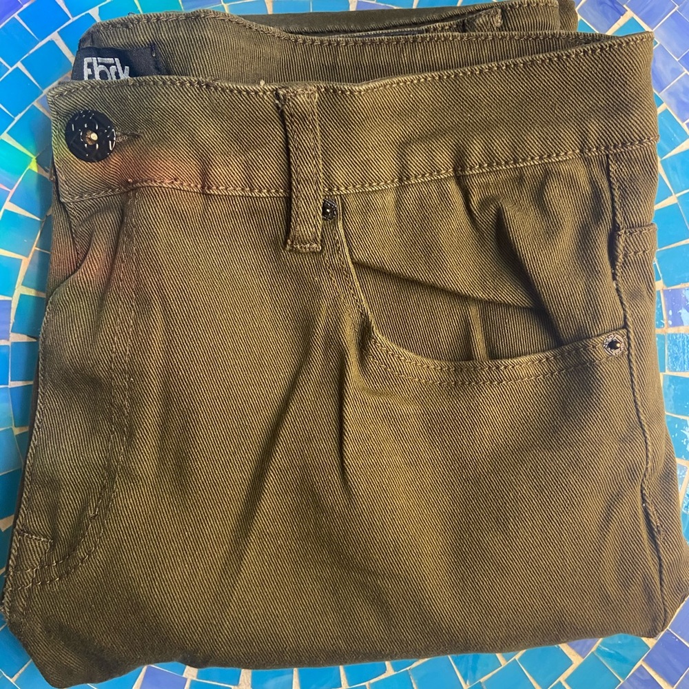 FBRK olive green moto style pants